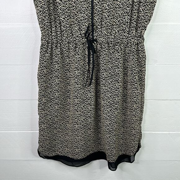 ANA A New Approach Black Tan V Neck Animal Print Sleeveless Empire Waist Dress 8 - Picture 6 of 11